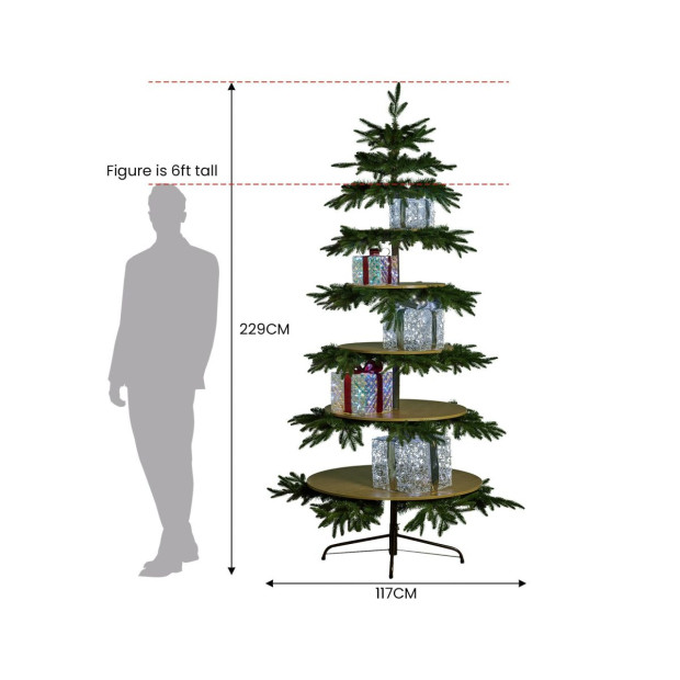 2.3m Christmas Display Tree with 5 Shelves & Foliage Image 4
