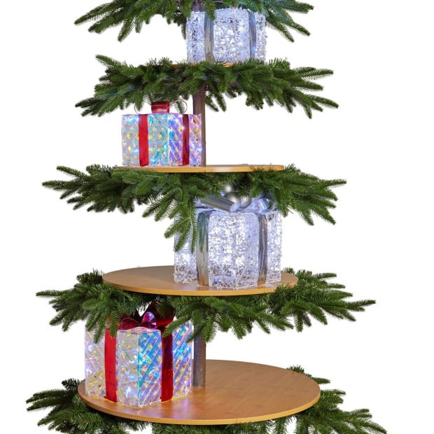 2.3m Christmas Display Tree with 5 Shelves & Foliage Image 5