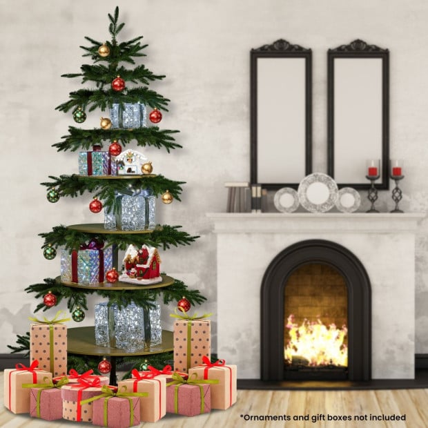 2.3m Christmas Display Tree with 5 Shelves & Foliage Image 6