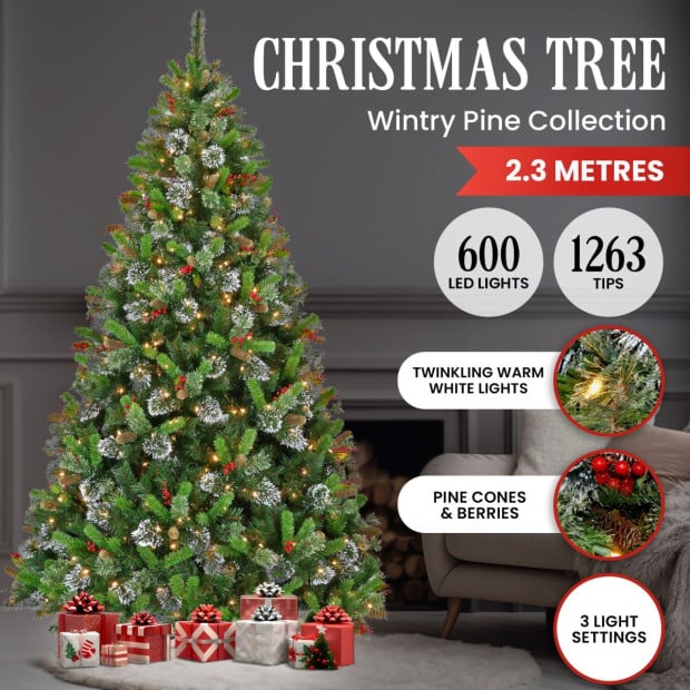 7.5ft Christmas Tree with Twinkle Lights- Wintry Pine