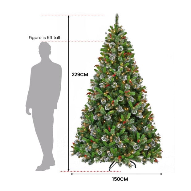 7.5ft Christmas Tree with Twinkle Lights- Wintry Pine Image 4