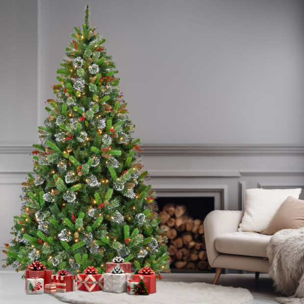 9ft Christmas Tree with Twinkle Lights Wintry Pine Image 6