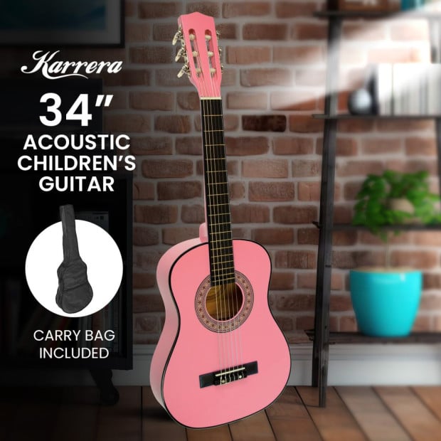 Karrera 34in Acoustic Childrens Guitar - Pink