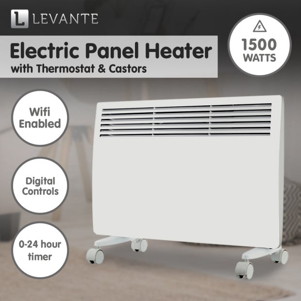 Levante NDM-15WT 1500W Electric Panel Heater Wifi Thermostat Castors Image 3