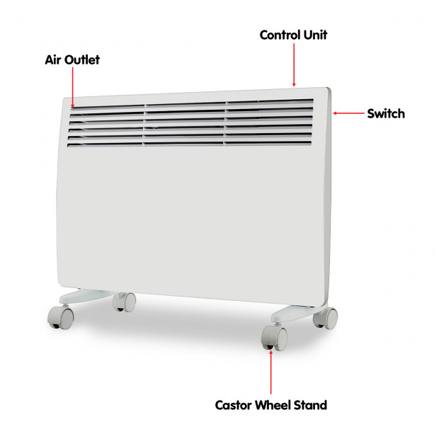 Levante NDM-15WT 1500W Electric Panel Heater Wifi Thermostat Castors Image 12