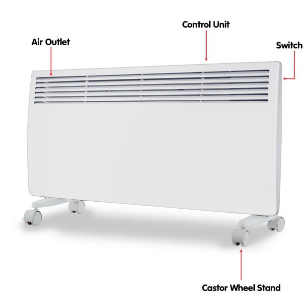 Levante NDM-20WT 2000W Electric Panel Heater Wifi Thermostat Castors Image 6