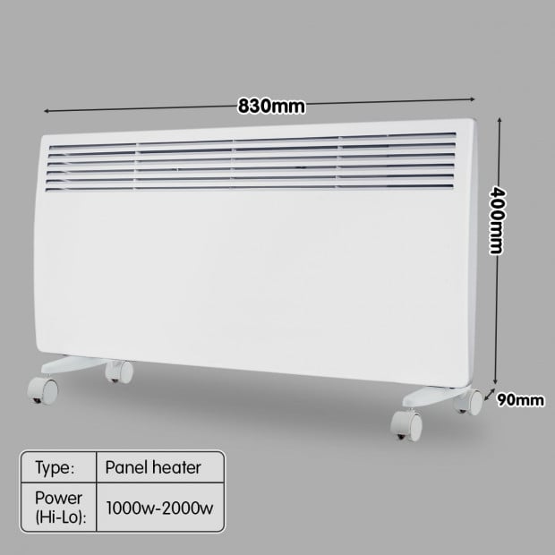 Levante NDM-20WT 2000W Electric Panel Heater Wifi Thermostat Castors Image 7