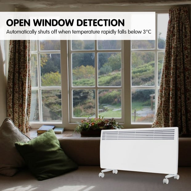 Levante NDM-20WT 2000W Electric Panel Heater Wifi Thermostat Castors Image 9
