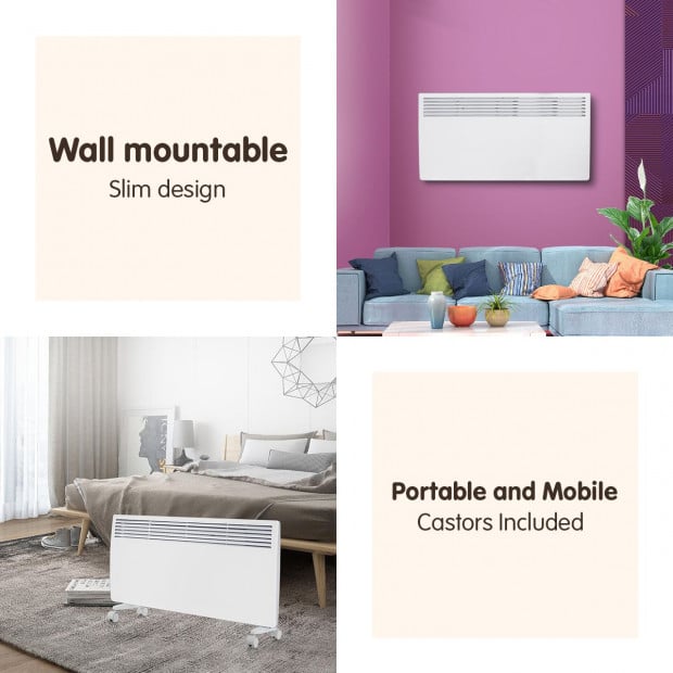 Levante NDM-24WT 2400W Electric Panel Heater Wifi Thermostat Castors Image 12