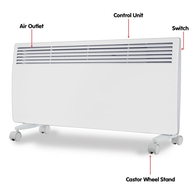Levante NDM-24WT 2400W Electric Panel Heater Wifi Thermostat Castors Image 6