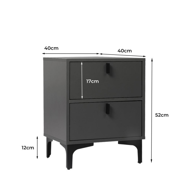 Bedside Tables Side Table Nightstand 2 Drawers Storage Cabinet Image 5