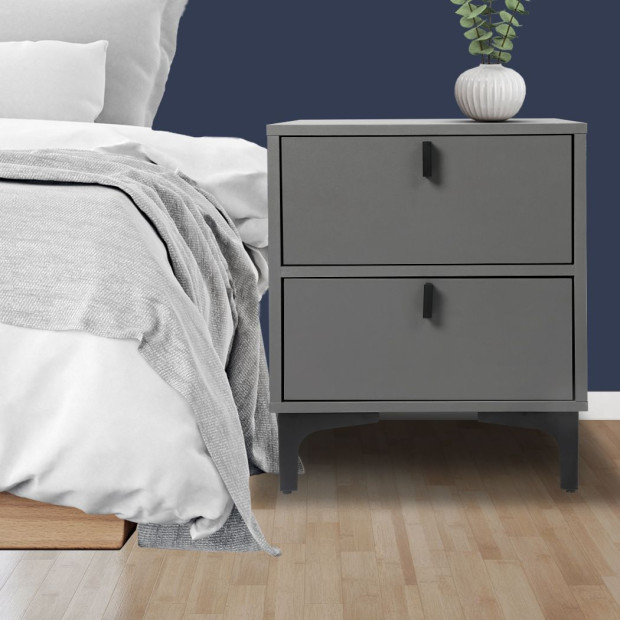 Bedside Tables Side Table Nightstand 2 Drawers Storage Cabinet Image 6