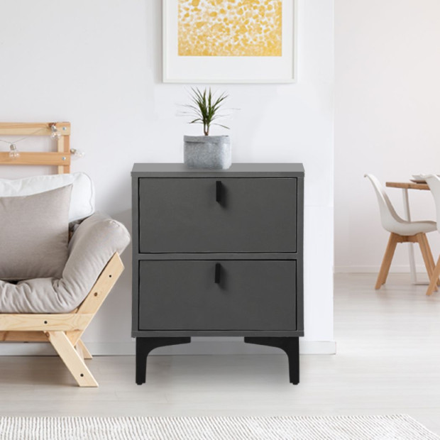 Bedside Tables Side Table Nightstand 2 Drawers Storage Cabinet Image 7
