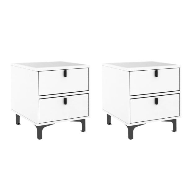 Bedside Tables Side Table Bedroom Nightstand 2 Drawers Storage Cabinet Image 2
