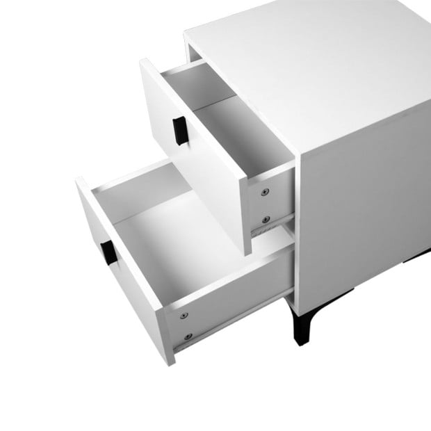 Bedside Tables Side Table Bedroom Nightstand 2 Drawers Storage Cabinet Image 3