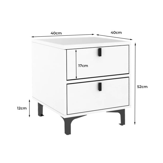 Bedside Tables Side Table Bedroom Nightstand 2 Drawers Storage Cabinet Image 6