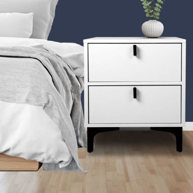 Bedside Tables Side Table Bedroom Nightstand 2 Drawers Storage Cabinet Image 7