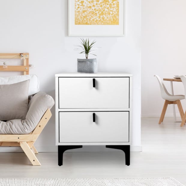 Bedside Tables Side Table Bedroom Nightstand 2 Drawers Storage Cabinet Image 8