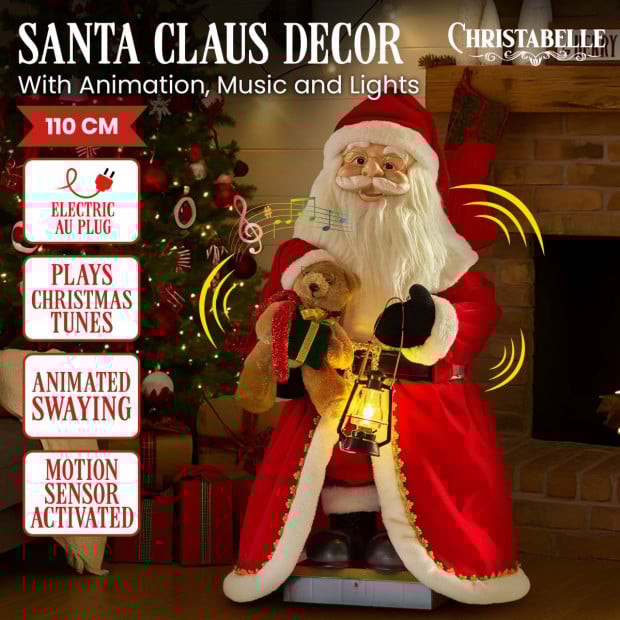 Christabelle 1.1m Musical LED Animated Christmas Santa Claus Glowing Lantern Ornament Decoration