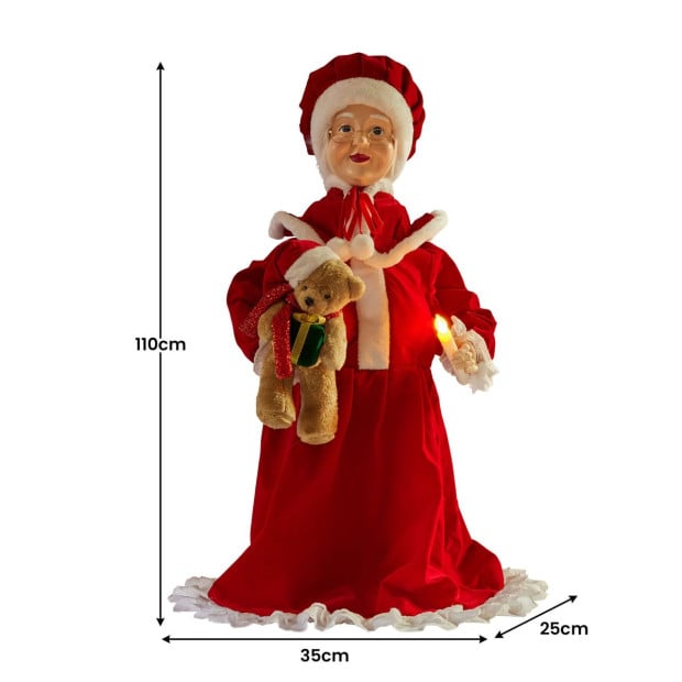 Christabelle 1.1m Musical LED Animated Christmas Mrs Claus Glowing Candle Ornament Decoration Image 3