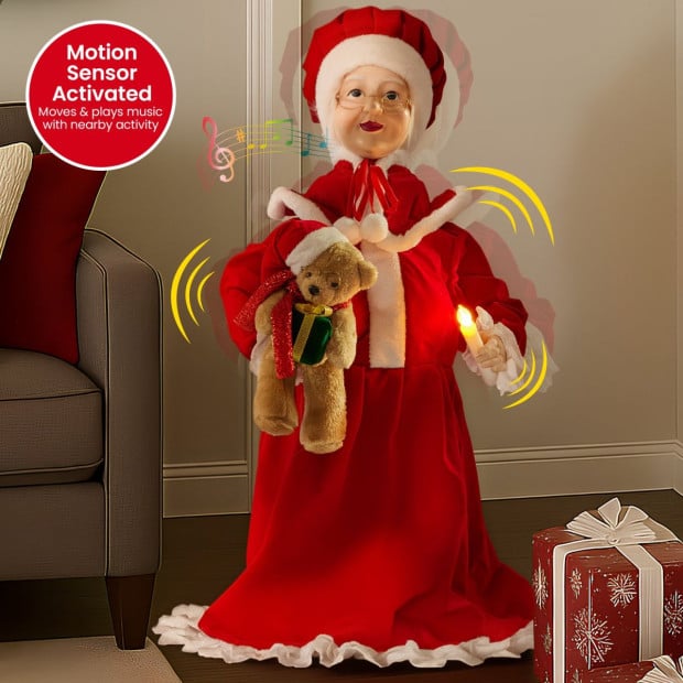 Christabelle 1.1m Musical LED Animated Christmas Mrs Claus Glowing Candle Ornament Decoration Image 4