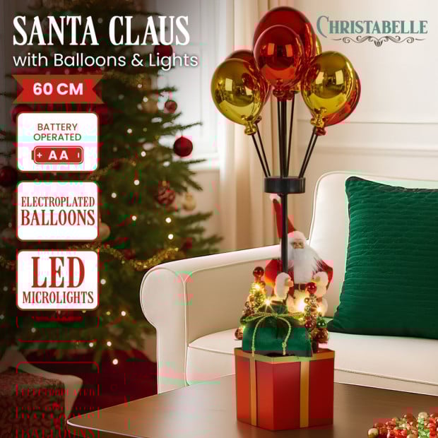 Christabelle 60cm LED Christmas Santa Claus with Balloons & Lights Ornament Decoration
