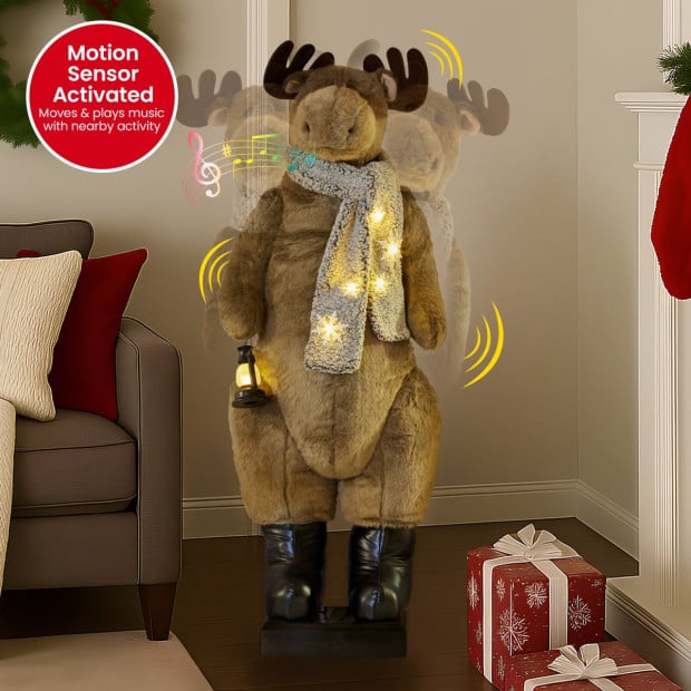 Christabelle 1.5m Musical LED Animated Christmas Moose Decoration Light-Up Lantern Ornament Image 4