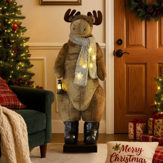 Christabelle 1.5m Musical LED Animated Christmas Moose Decoration Light-Up Lantern Ornament Image 6
