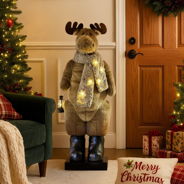 Christabelle 1.1m Musical LED Animated Christmas Moose Decoration Light-Up Lantern Ornament Image 6
