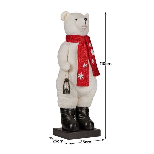 Christabelle Large 1.1m Musical Animated LED White Christmas Bear Decoration Light-Up Lantern Ornament Image 3