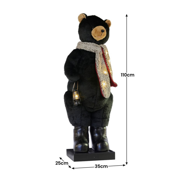 Christabelle Large 1.1m Musical Animated LED Black Christmas Bear Decoration Ornament Image 3