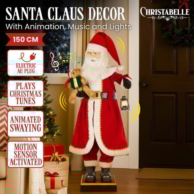 Christabelle Large 1.5m Musical Animated Santa Claus Christmas Decoration with Lantern Ornament Image 2
