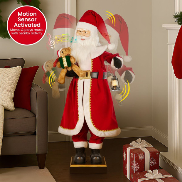 Christabelle Large 1.5m Musical Animated Santa Claus Christmas Decoration with Lantern Ornament Image 4