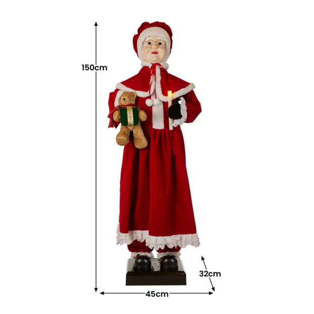 Christabelle Large 1.5m Musical Animated Mrs Claus Christmas Decoration with Candle Ornament Image 3