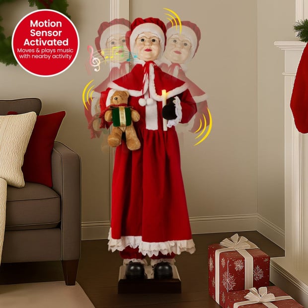 Christabelle Large 1.5m Musical Animated Mrs Claus Christmas Decoration with Candle Ornament Image 4