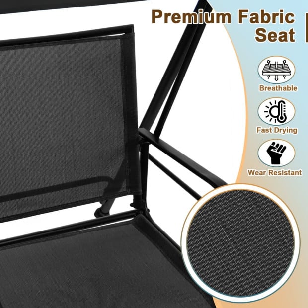 2-seat Outdoor Swing With Adjustable Canopy For Patio/Garden Black Image 5