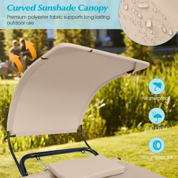 Patio Hanging Chaise Lounge Chair With Storage Bag Beige Image 7
