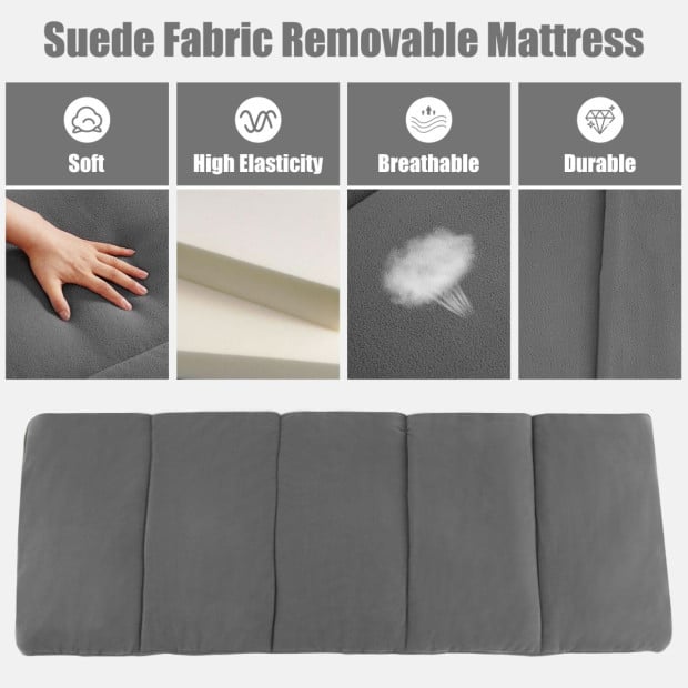 Folding Travel Camping Cot With Removable Mattress & Pillow Grey Image 6