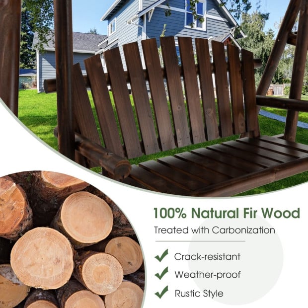 2 Person A-frame Wooden Garden Swing Chair With Adjustable Canopy Image 10