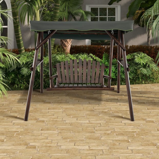 2 Person A-frame Wooden Garden Swing Chair With Adjustable Canopy Image 6