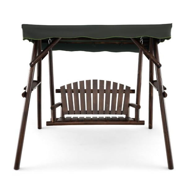 2 Person A-frame Wooden Garden Swing Chair With Adjustable Canopy Image 7