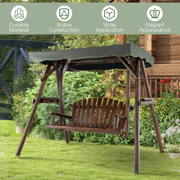 2 Person A-frame Wooden Garden Swing Chair With Adjustable Canopy Image 3