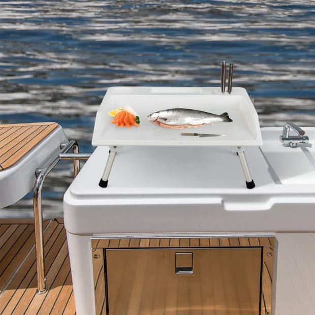 Folding Fish Fillet Camping Table w/ Knife Slots And Drainage Hose Image 2