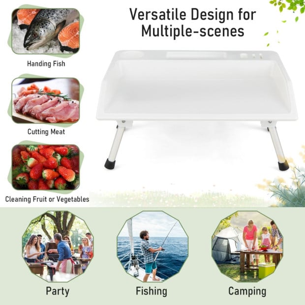 Folding Fish Fillet Camping Table w/ Knife Slots And Drainage Hose Image 9
