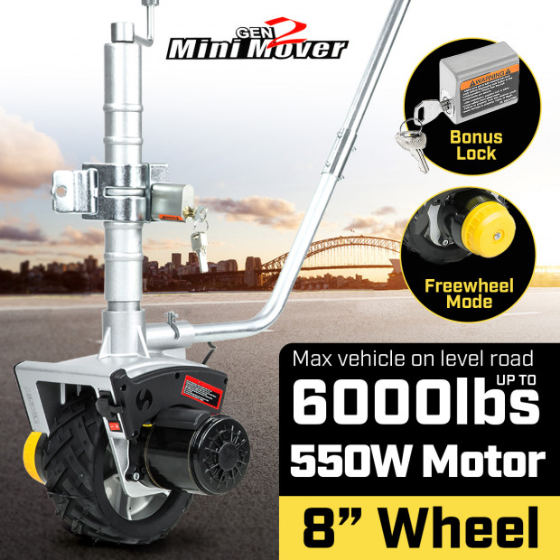 Gen2 Mini Mover 12V 550W Electric Motorised Jockey Wheel - Silver Image 2
