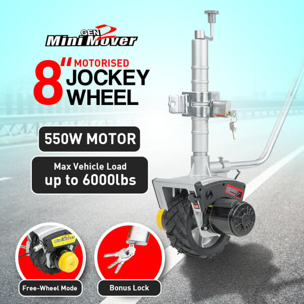 Gen2 Mini Mover 12V 550W Electric Motorised Jockey Wheel - Silver
