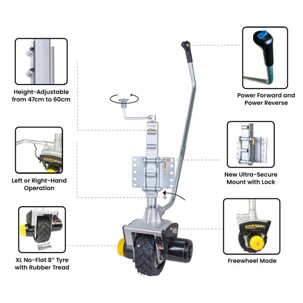 Gen3 Mini Mover 12V 550W Electric Motorised Jockey Wheel Image 8
