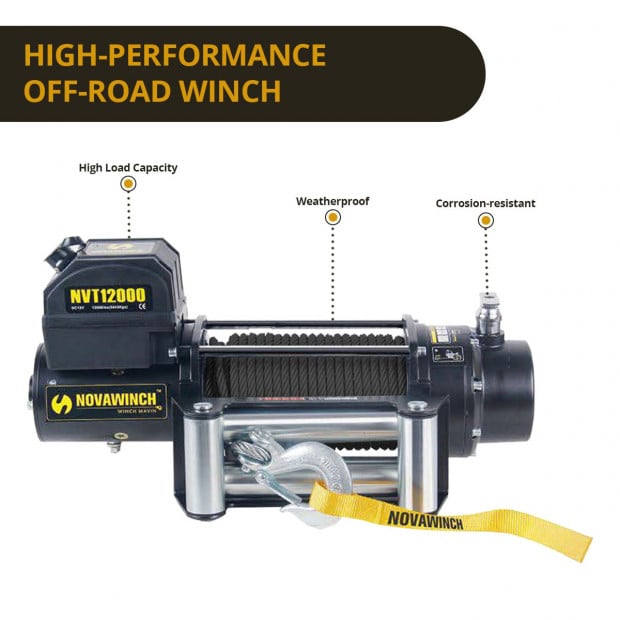 Novawinch 12000LBS 12V Electric Winch Synthetic Rope Off Road 4x4 Image 5