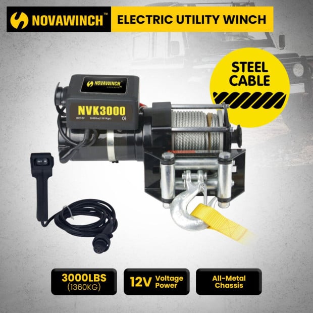 NovaWinch 12V Electric Winch 1360KG 3000LBS Image 9