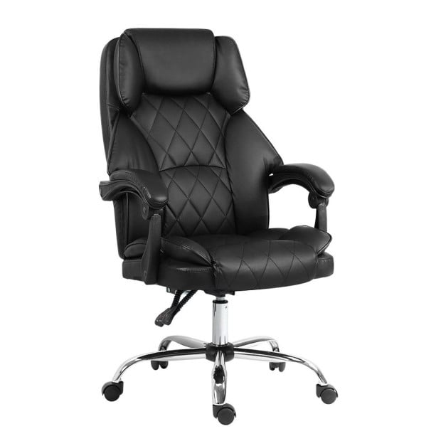 Executive Office Chair Leather Gaming Computer Desk Recliner Black